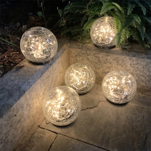 Strödd Glaskula LED Solcellslampa Vattentät 10cm