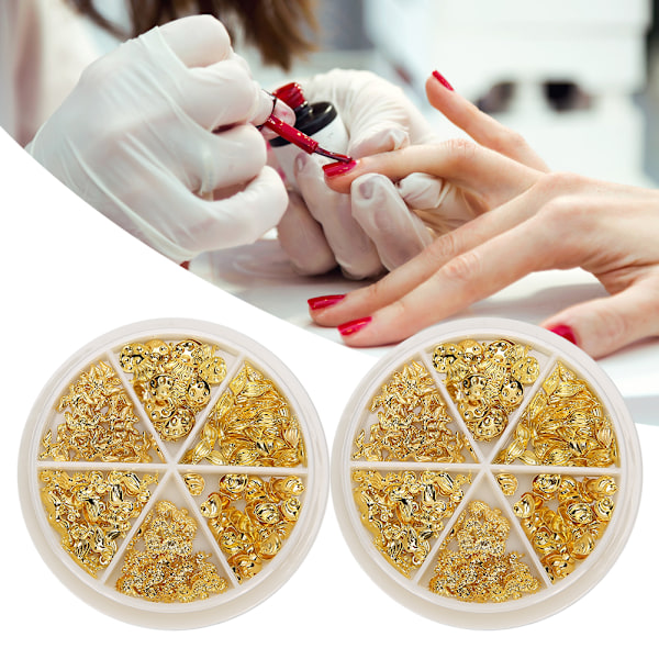 2 Ask Stylish Nagelkonst Dekoration DIY Metall Glänsande Nagelprydnader DIY Manikyr Verktyg #1