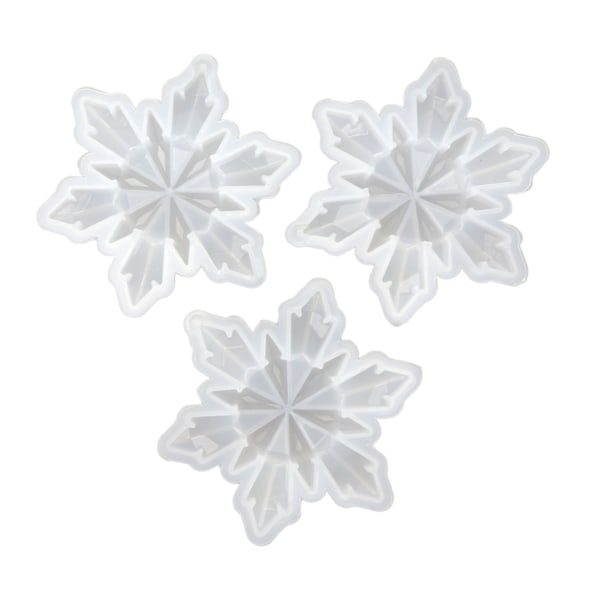 3 st Snowflake Silikonformar Mjuka Flexibla Intressanta Återanvändbara DIY Aromarkformar för att Göra Hantverk