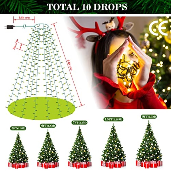 Julgransbelysning Lätt att montera, Elktry [Diamond-Shape] 2x10 Line 400LEDs Xmas Fairy Lights Power Powered 1