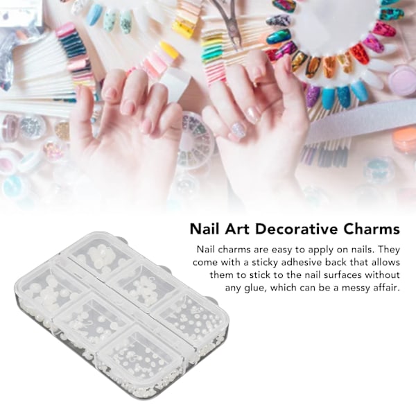5 Ask Nagelcharms Söta Pärlor Falska Strass Dekoration Manikyr Charms Vit A02