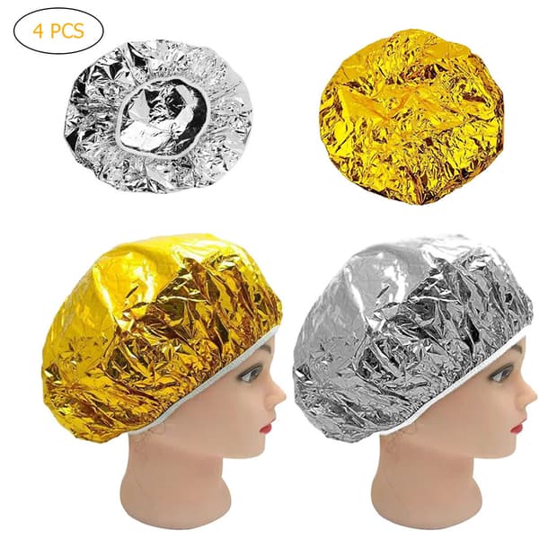 4-pack Aluminiumfolie Vattentäta Spa Hår Salong Dusch Engångs Hem Hattar Hårvårdsskydd