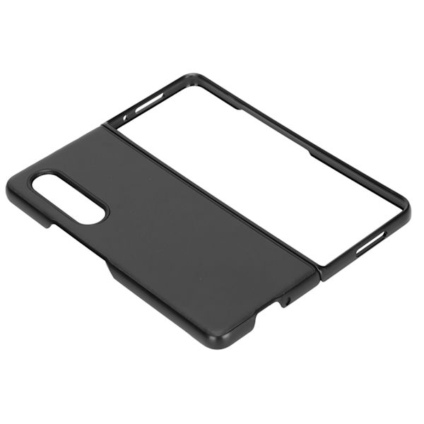Läderhårdt fodral för Samsung Galaxy Z Fold 3 Mobiltelefon Repskyddande Stötsäkert Skal Svart
