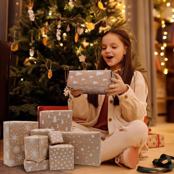 Julklappspapper, 5 ark Kraft Presentpapper Omslagspapper Presentpapper Kraftpapper Presentpapper för barn 1