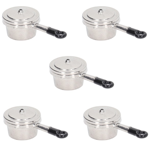 5-pack Mini Soppa Gryta Modell Simulerad Matlagning Leksaker Kök Bordsartiklar för 1:12 Dockhus Liten