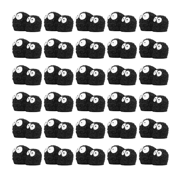 30 st Miniatyr Svart Kol Livsliknande Söta Dekorativa Resin Mini Landskap Ornament för 1/12 1/6 Dockhus