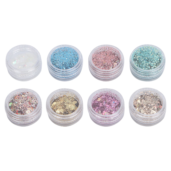 8 Ask/Set Naglartspaljetter DIY Hantverk Nagelglitterflingor Naglartsdekoration Tillbehör