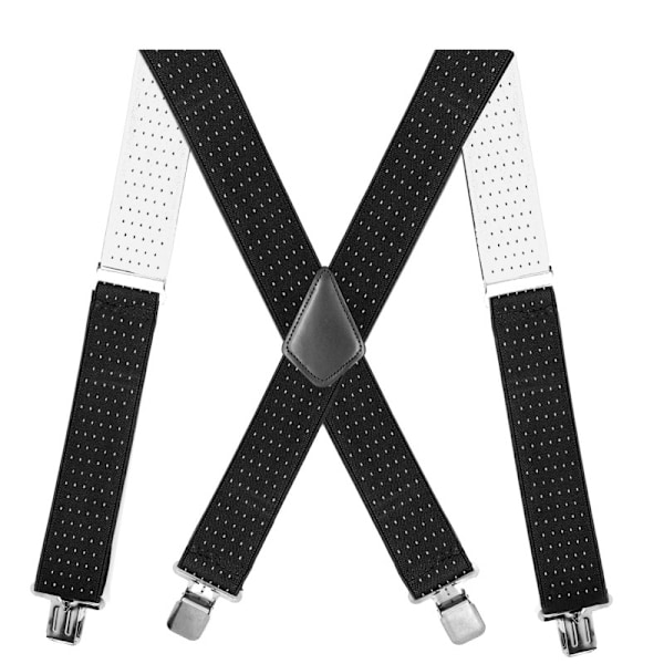 5 cm elastiska axelbandsfästen för män med 4 X-formade justerbara hängslen 19- Black and white dots