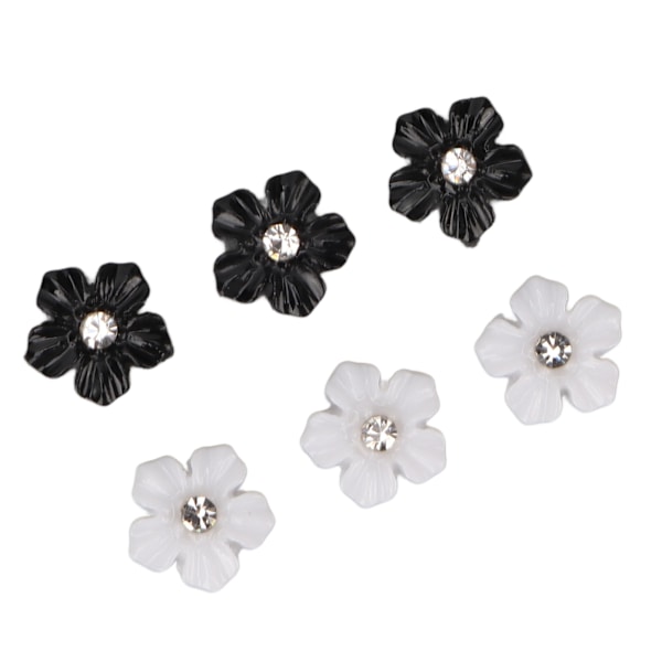 3D Blomster Nagelkonst Dekorationer Svart Vit 5-bladig Blomster Nagel Ornament för DIY Nagel Dekoration