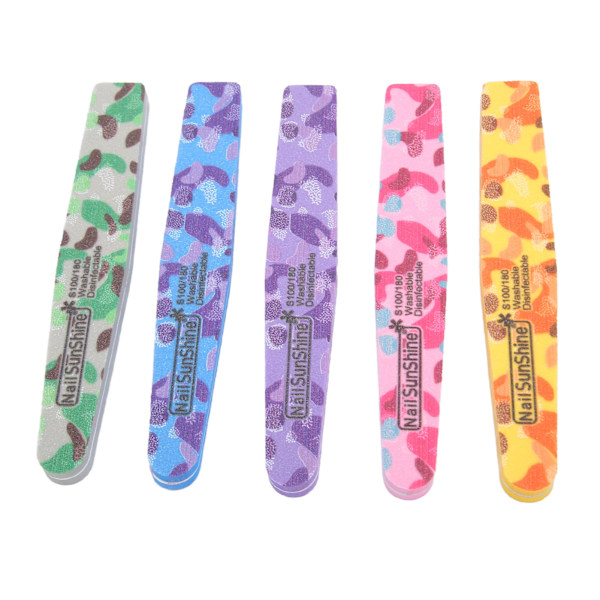 5-pack Nagelfil Reusable Tvättad Färgglad Svamp Plastbräda Nagelfilning Strip för DIY