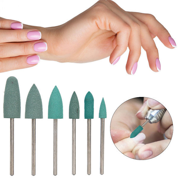 6 st Nagelborrbitar Nagelkonstborr Manikyr Sliphuvud Nagelfinishbitar Tillbehör01