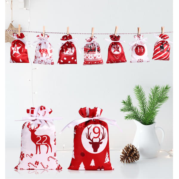 Julklappsväska Kostym Jul Satintyg Godispåse Dragsko Bundle Satin Bag blue