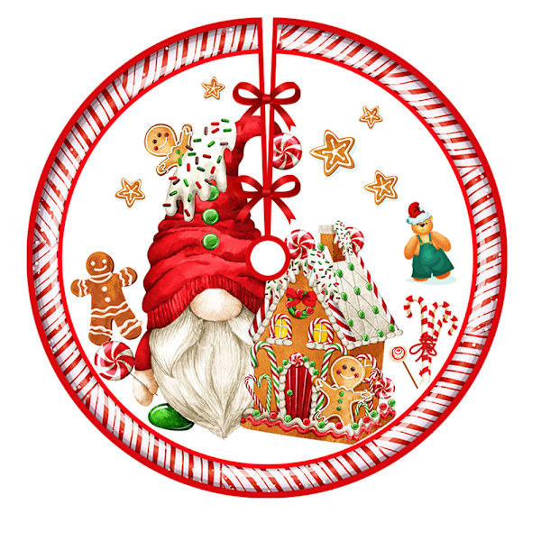 Jul-Tree Skirt Semesterdekoration Printed Trädbottendekoration Party Jul Qj Tree Skirt-8 120cm