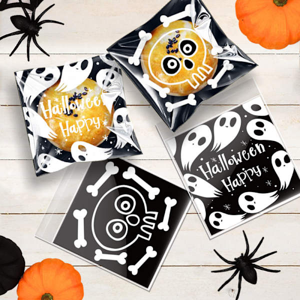 100 st Halloween Förpackningspåse Bakning Cookie Bag Presentpåse