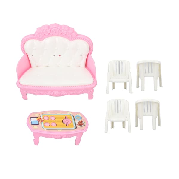 Miniatyr Vardagsrums Möbel Simulerings Soffa Kaffebord Stol Möbelmodell Set för 1/16 Dockhus Typ 2