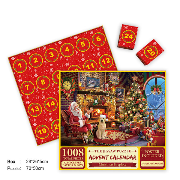 Julnedräkning adventskalender Blindbox 1008 bitar Vuxenpussel Dekompressionsöverraskningspresent D