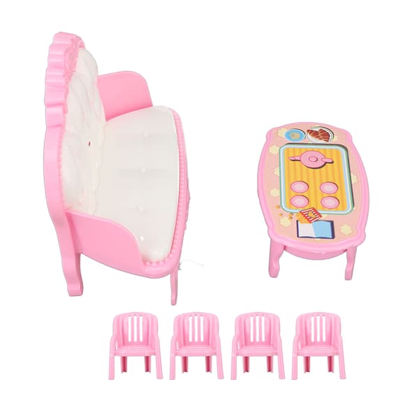 Miniatyr Vardagsrums Möbel Simulerings Soffa Kaffebord Stol Möbelmodell Set för 1/16 Dockhus Typ 3