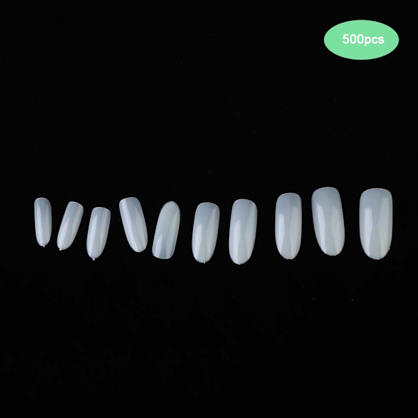 500 st Professionella DIY Akryl UV Gel Falska Naglar Tips Verktyg med Ask 500 st Naturlig Färg