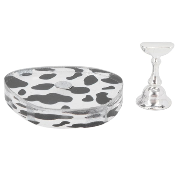 Akryl Nail Display Stand Magnetisk Rund Botten Nagelspets Övningshållare för Nail Art Lärande Nybörjare Salong ArtisterSilver