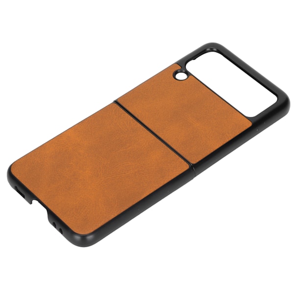 Läderhårdt fodral för Samsung Galaxy Z Flip 3 Mobiltelefon Stötsäkert Repskyddande Omslag Brun