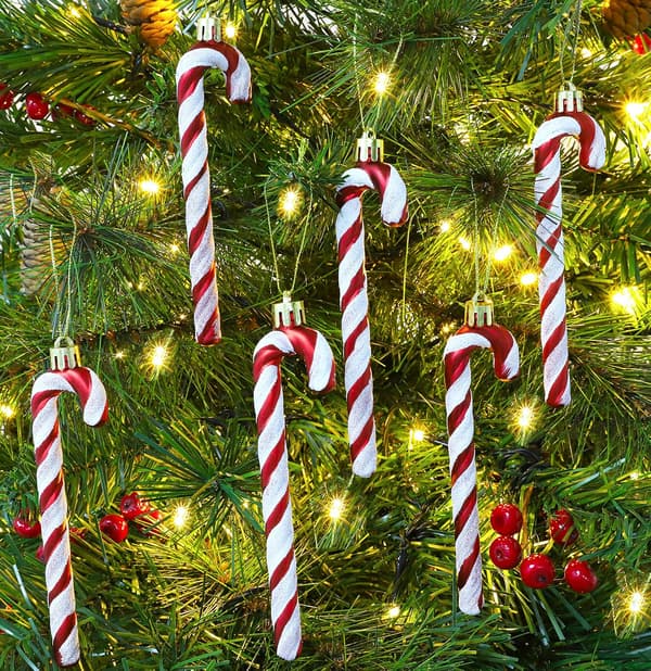 6-13 cm glitter candy cane julgransdekorationer 6st