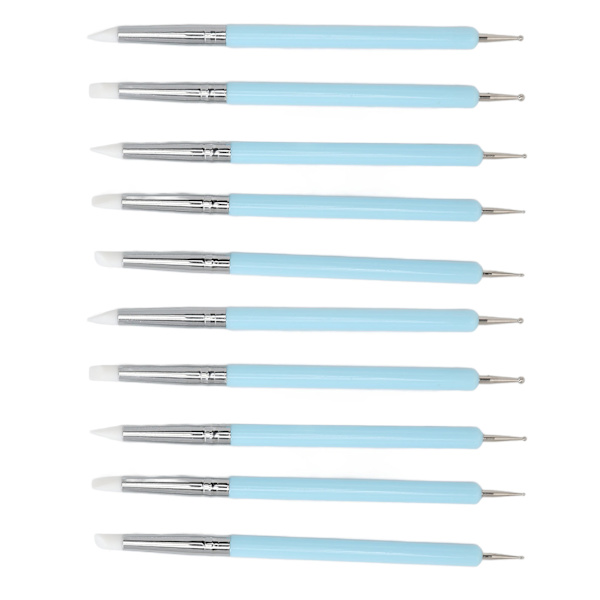 2-pack Dubbla Spetsar Nagelkonst Punktpenna Silikonhuvud Nagelkonst Skulptur Polish Carving Pen
