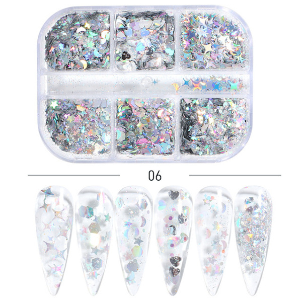 3 st Nail Glitter Magic Mirror Aurora Iridescent Puder Pärlpuder 8