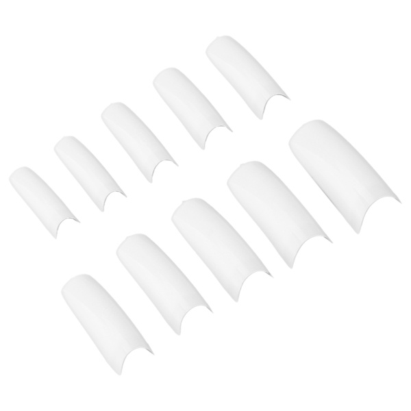 10 st Professionella Nagelspetsar Hemsalong Bärbar Kvinnor Falska Naglar Set Manikyr Verktyg N5346-01 Vit
