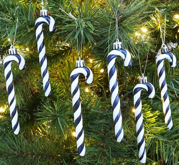 6-13 cm glitter candy cane julgransdekorationer 6st