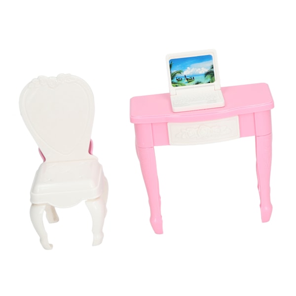 1:12 Skaladukkbords Laptopbord Stol Möbel Mini Tillbehör Dukkbords Notebook Skrivbords Stol Set