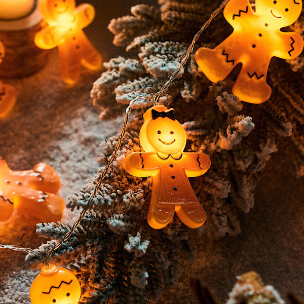 Led Gingerbread Man Belysningskedja Juldekoration Julgransdekoration 1.5M10led Battery