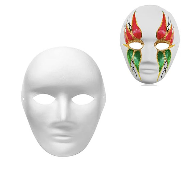 Kattmask Vit Kattmask Tom DIY Halloween Mask Djur Halvmask Maskeradboll D