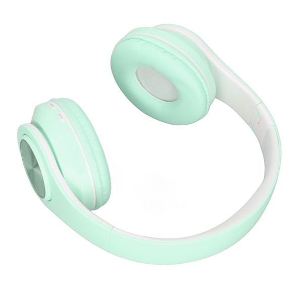 Bluetooth-headset med brusreducering, hopfällbart, över örat, trådlöst, med färgglada lampor för telefon, bärbar dator, grön