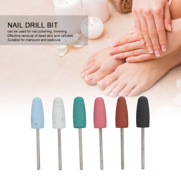 6 st Nailborrbitar Nagelkonstborr Manikyr Sliphuvud Nagelfinering Bits Tillbehör08