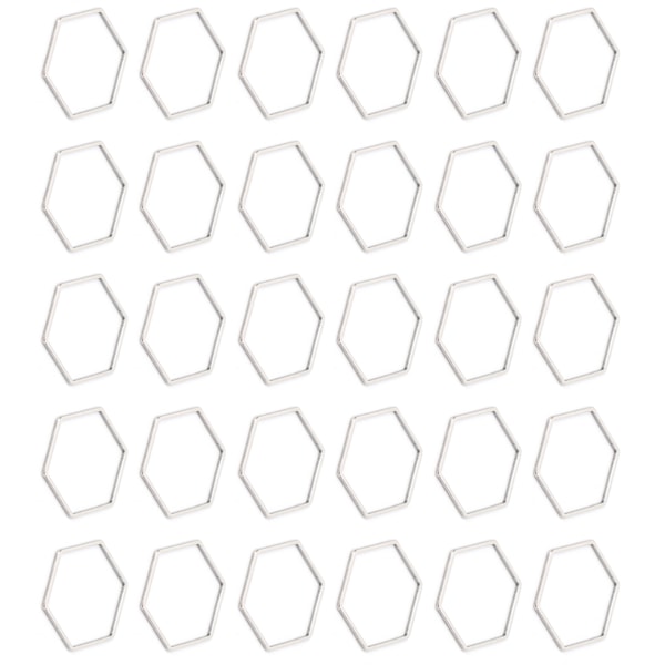 30 st Hexagonformade Ihåliga Resinramar i Rostfritt Stål Öppna Bågar Ihåliga Hängsmycken Formar för DIY Hexagon L