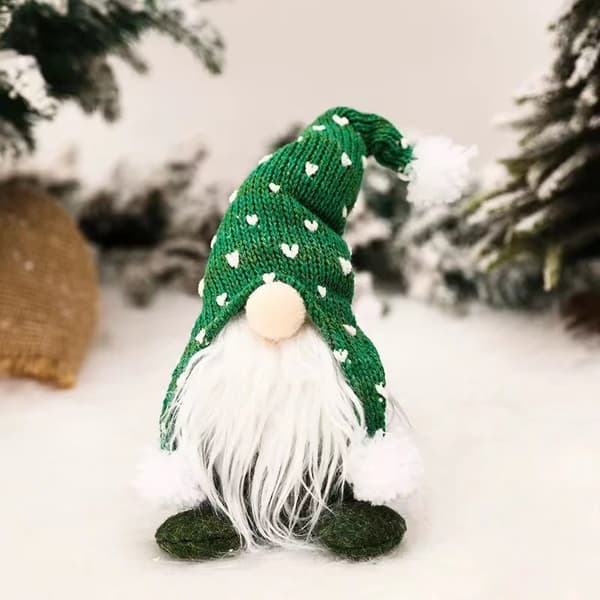 Skogsmänniskan Vit Skägg Ansiktslös Docka Juldocka Skogsmänniskan Stickad Hatt Sittande Ställning Docka Ornament 3