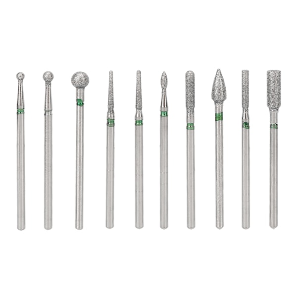 10 st Nagelborr Bits Rostfritt Stål Hög Styrka Dammsäker Ersättningsnagel Slipbit med Skyddande Fodral Silver