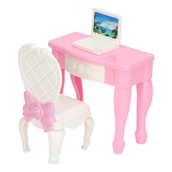 1:12 Skaladukkbords Laptopbord Stol Möbel Mini Tillbehör Dukkbords Notebook Skrivbords Stol Set