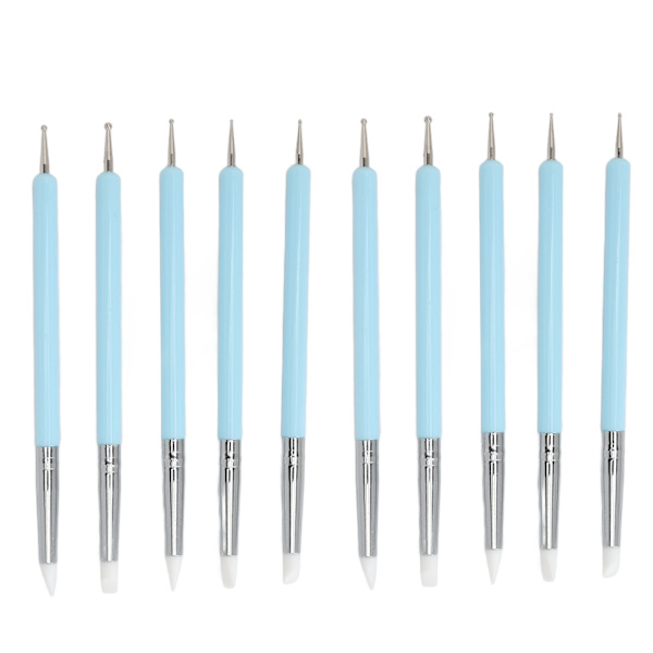 2-pack Dubbla Spetsar Nagelkonst Punktpenna Silikonhuvud Nagelkonst Skulptur Polish Carving Pen