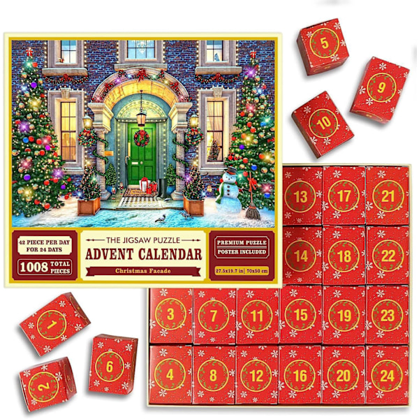 1008 bitar Julkalender Nedräkningspussel 24 Small Grid Adventskalender Pojkar och flickor Julklapp C