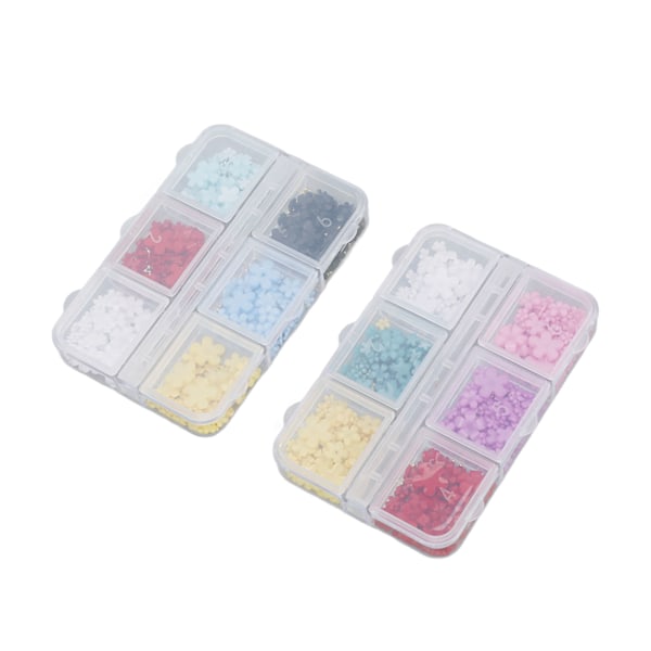 2 Ask 12 Rutor 3D Blomnagelcharm Resin DIY Nagelsmycke Dekoration Strass Dekaler