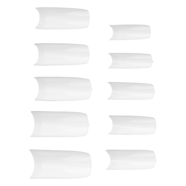 10 st Professionella Nagelspetsar Hemsalong Bärbar Kvinnor Falska Naglar Set Manikyr Verktyg N5346-01 Vit