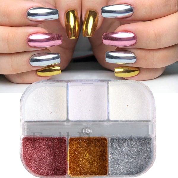 3PCS Nagelflitter magiskt spegel aurora iriserande pulver pärlpigment 11