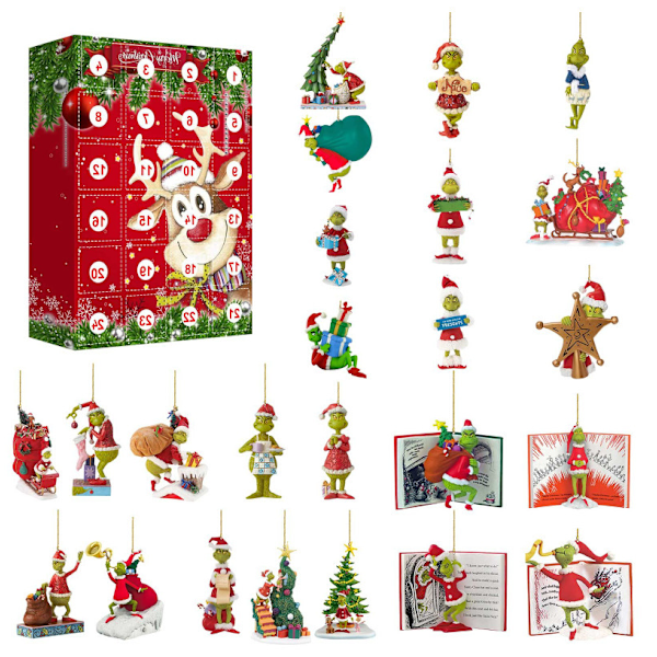 Grinch Blind Box 24 Dagar Glinki Elk Akryl Blind Box Jul Blind Box Hänge Type B