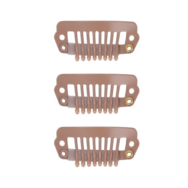 50 st 8-tandade Snap Comb Perukclips Rostfritt Stål Snap Clips med Gummifäste för Hårförlängningar Peruker Ljusbrun