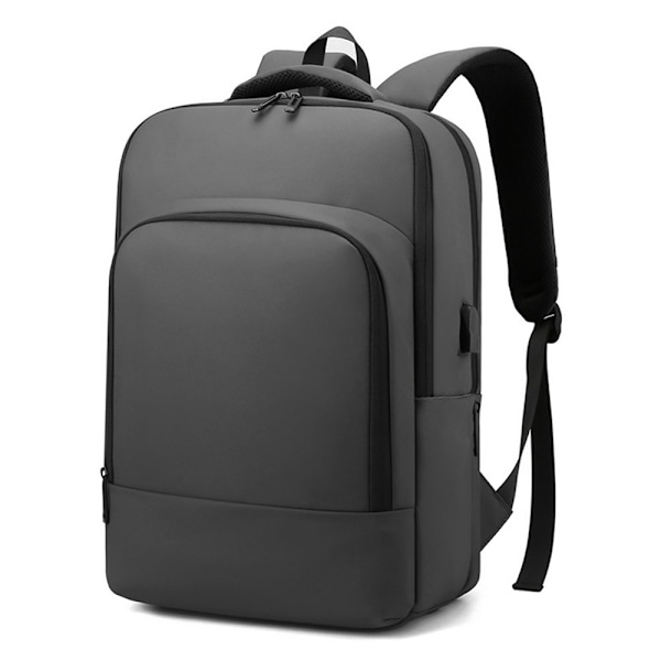 USB-ryggsäck för laptop för män med flera fack Ljusgrå 16 tum