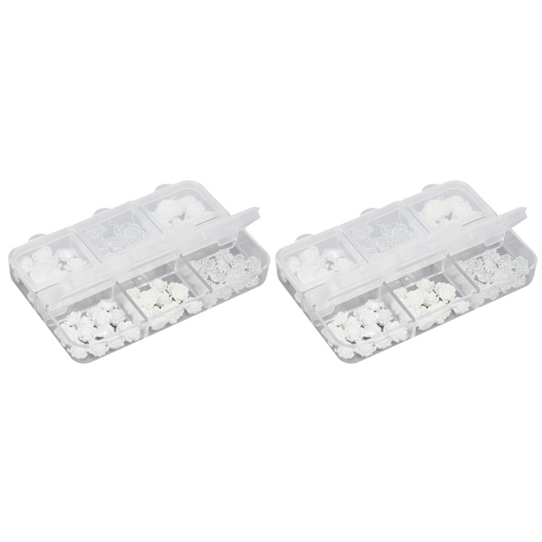 2 Ask Nail Art Dekorationer Delikat Kompakt Vit Ros Kamelia Nail Art Strass för Flickor