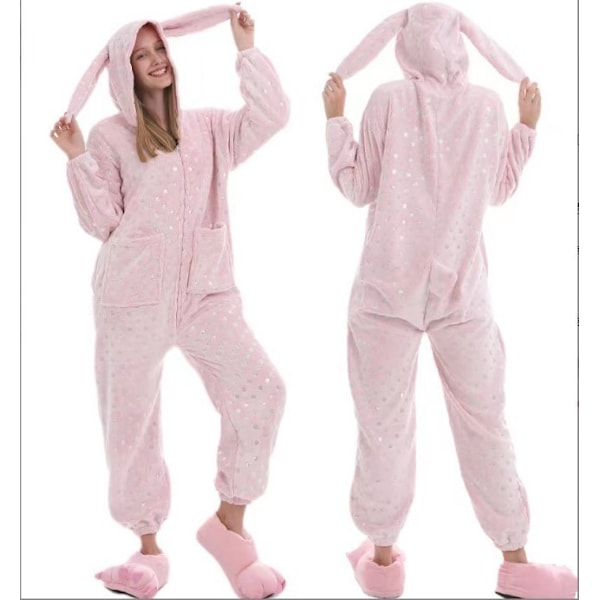 Flanellpyjamas, förtjockade för både män och kvinnor, barnsliga djur, ekorrar, tecknade jumpsuit-pyjamas, hemmakläder, Stitch-fladdermöss Bright Purple Tianma 140cm