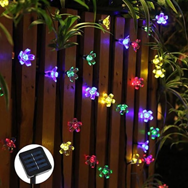 Solcellsdriven ljusslinga, 7M 50 LED körsbärsblommor