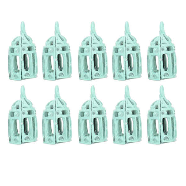 10 st 1/12 1/6 Miniatyr Fågelbur Mini Rostfritt Stål Dukkhus Dekoration Fågelbur Blå